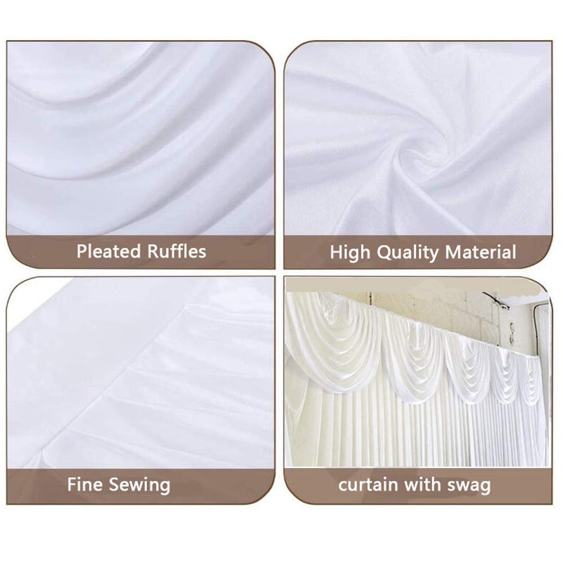 MYOYAY Ice Silk White Backdrop Curtain 10x10ft Wedding Stage Backdrop Drapes Wrinkle Free Photo Backdrop Drapes for Party Bridal Baby Shower Reception Graduation Decorations - Image 3